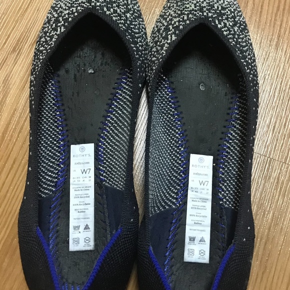 Rothy's black point toes w/ white, metallic specks - Picture 2 of 5